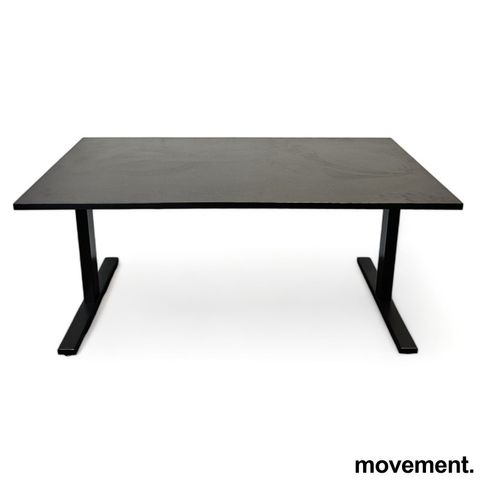 4 stk Skrivebord med elektrisk hevsenk i sort / sort fra Linak, 160x80cm, pent b
