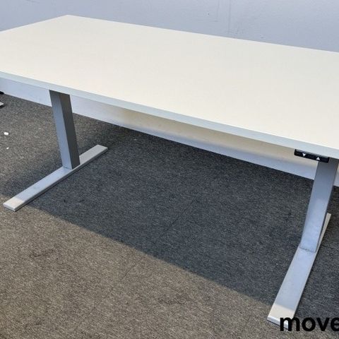 Skrivebord med elektrisk hevsenk i hvitt / grått fra Svenheim, 160x80cm, pent br