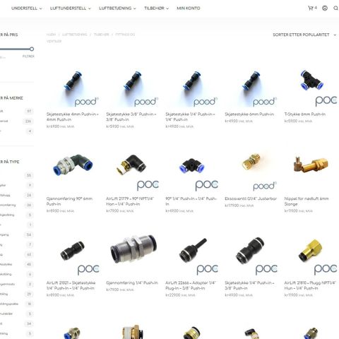 Pneumatikk - Luftslanger og Fittings - B2B og B2C