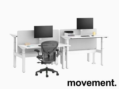 17 stk Herman Miller Nevi Link oppsett med to arbeidsplasser med elektrisk hevse