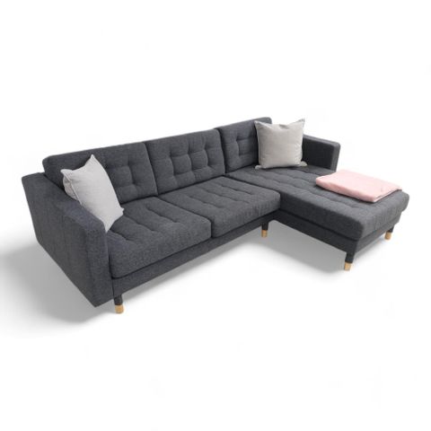 Fri Frakt | Nyrenset | Grå IKEA Landskrona sofa med sjeselong