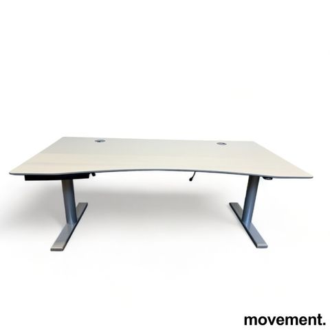 Duba B8 skrivebord med elektrisk hevsenk i hvit laminat og grått understell, 180