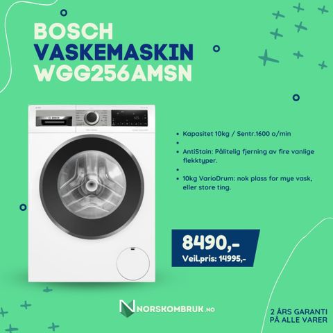 Bosch Vaskemaskin WGG256AMSN - 2 års garanti - Norskombruk.no