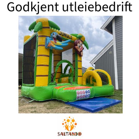 LEIE Hoppeslott 6x6m candyland sklie (godkjent SJT)