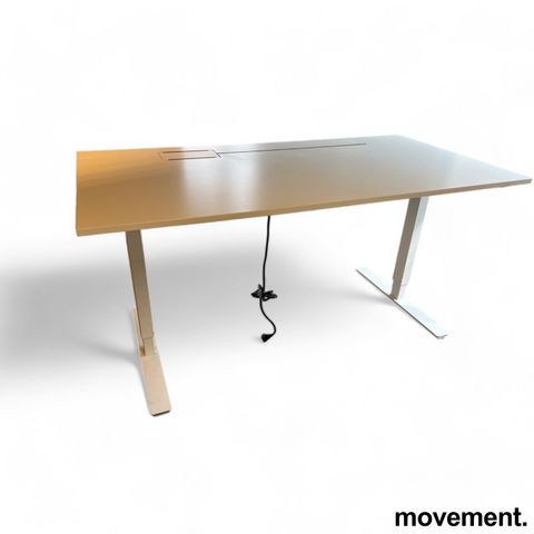 9 stk Skrivebord med elektrisk hevsenk i hvitt fra Horreds, 160x80cm, pent brukt