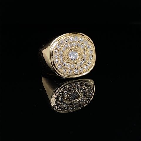 14K Gull & Diamant signet ring 0.85ct. (Formidling salg -38%)