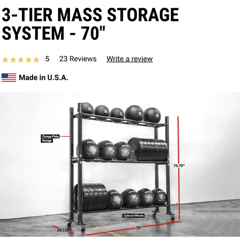 Rogue fitness 70" 3-tier mass storage system