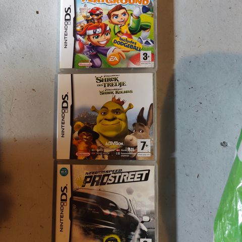 Nintendo DS spill - Shrek, need for speed, playground