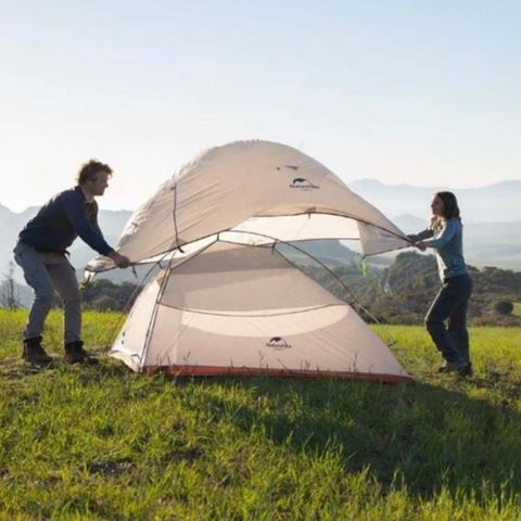 Lett telt for 2-3 pers - CloudUp 3 (1.8kg) - grå / rød 20D silnylon