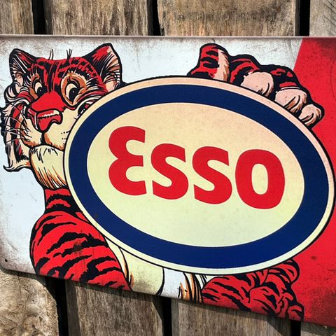 Esso Tiger Metall Skilt 20 X 30 cm. Bar, Garasje, Man Cave