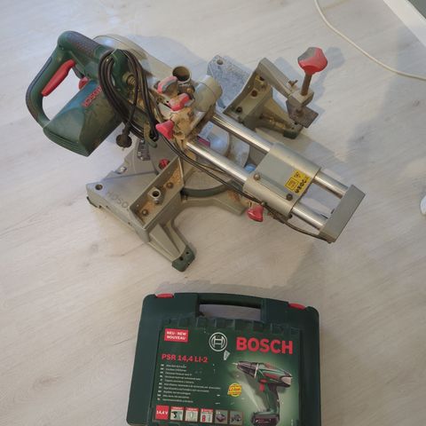 Kapp og gjærsag og drill fra Bosch selges samlet