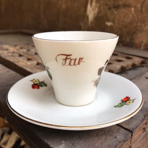 Vintage/retro/kaffekopp til far/Figgjo flint/roser/nostalgi.