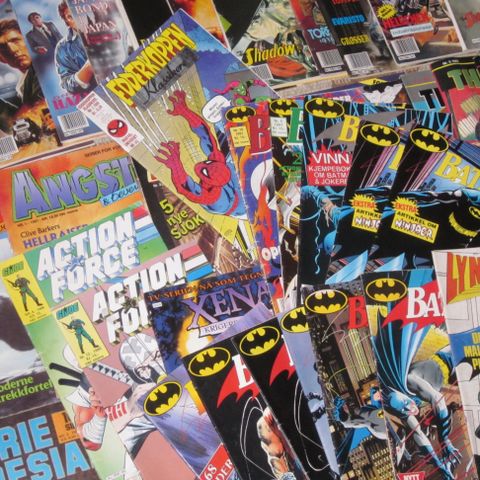 Lot tegneserier, bla Action Force, Batman, Xena mm