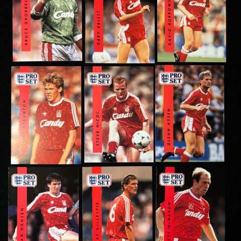 Komplett lagsett av Liverpool fra 1990/91 - 15 stk Fotballkort - Ian Rush +++