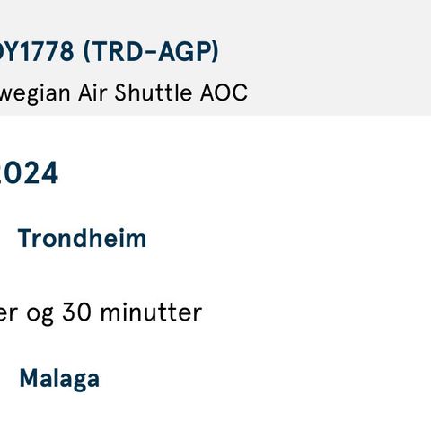 Flybiletter tur/retur Trondheim-Malaga
