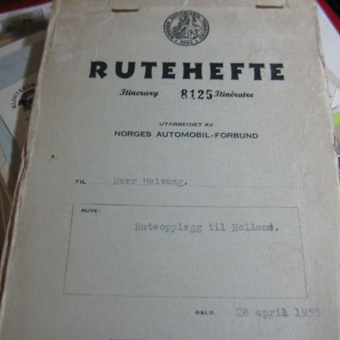Norges Automobil-fobund Rutehefte til Holland 1955
