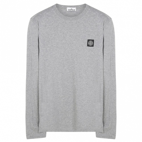 Stone Island Logo Plain Long Sleeve T-shirt Grey