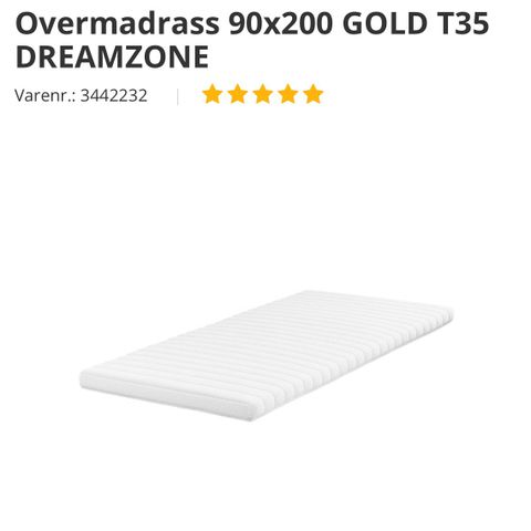 Overmadrass 90x200, Gold T35 Dreamzone