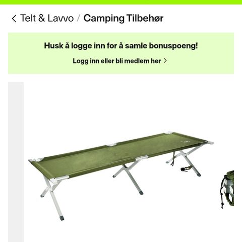 Aluminium Camping Bed, feltseng