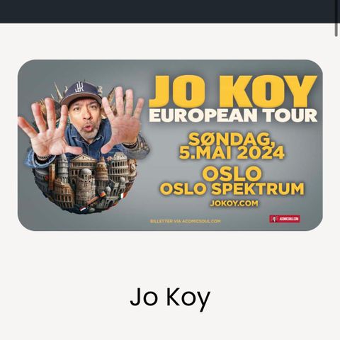 2 billetter til Jo Koy i Oslo Spektrum 5.mai