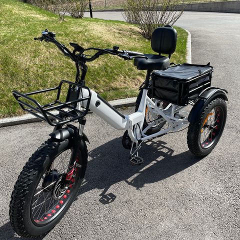 Polar elektrisk trehjulssykkel fatbike 500W 48V 13AH ryggstøtte