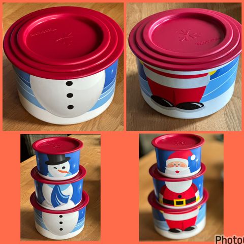 Tupperware julebokser nisse/snømann