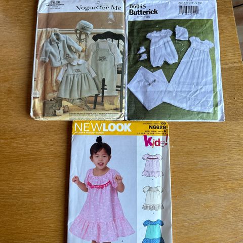 symønster til barn Vogue, Butterick,New Look 3 stk.