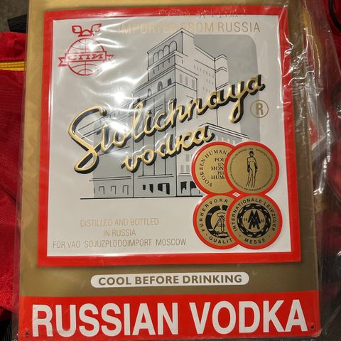 Stolichnaya vodka barskilt