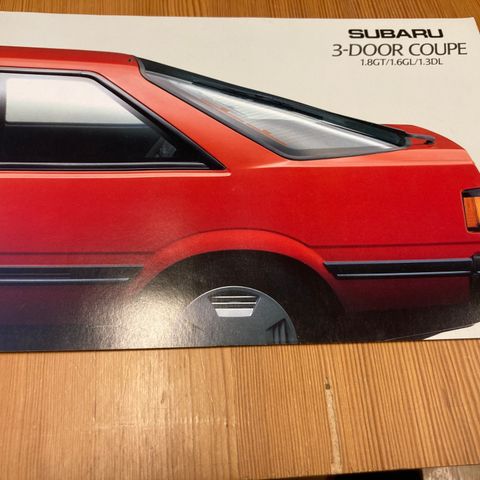 BILBROSJYRE - SUBARU 3-DOOR COUPE 1.8GT/1.6GL/1.3DL - 1985