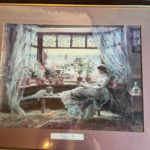Trykk «Reading by the window», av Charles J. Lewis