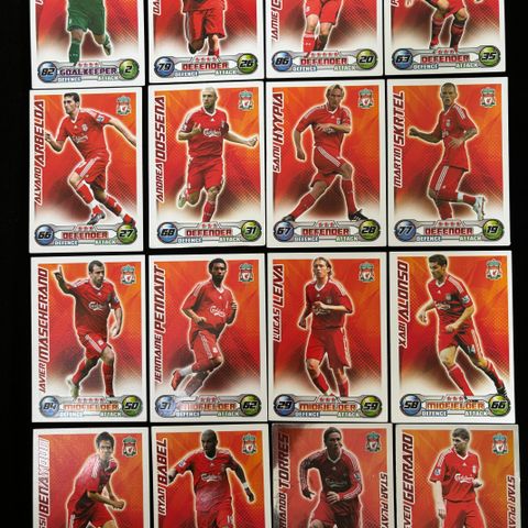Liverpool fotballkort fra 2008 sesongen - 16 stk