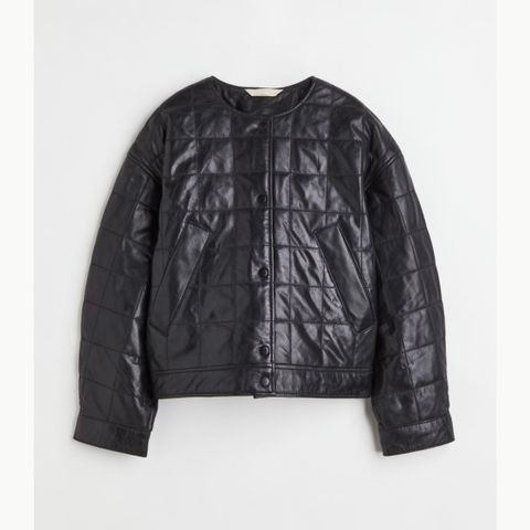 Quilted jakke i skinn str. S/M fra H&M