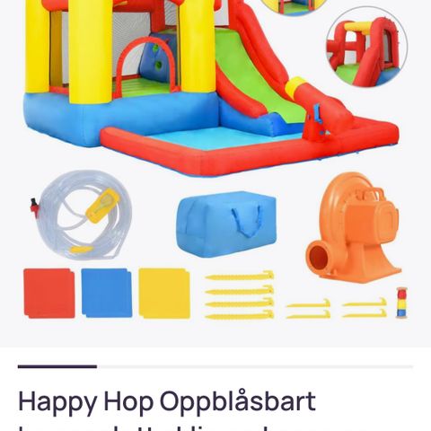 Happy Hop Oppblåsbart hoppeslott sklie og basseng