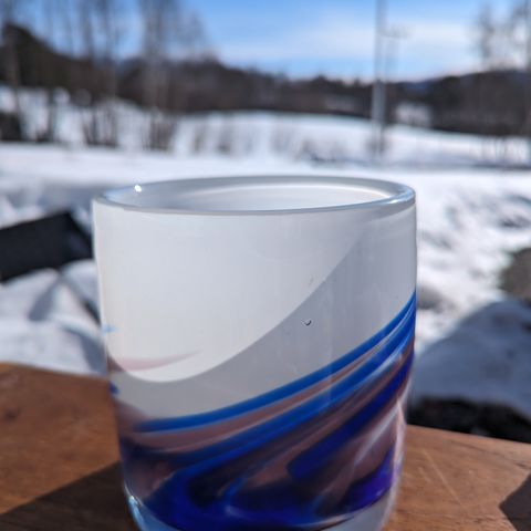 Lyslykt/bolle/skål fra Randsfjord glassverk (Ø 11, H 13)