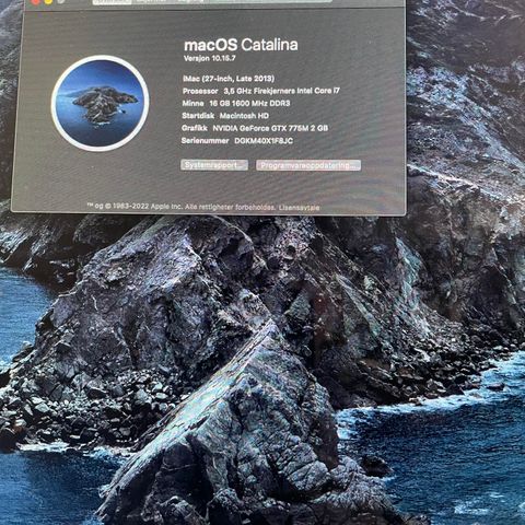 Imac 27, late 2013 selges