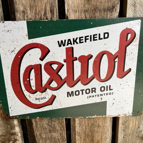 Castrol Motor Oil Skilt I Tynnmetall 20X30 cm. Garasje, Man Cave