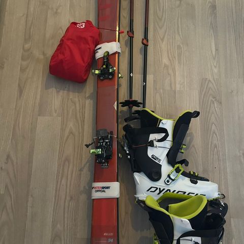 Randonee ski pakke m/ ski, bindinger, sko og feller