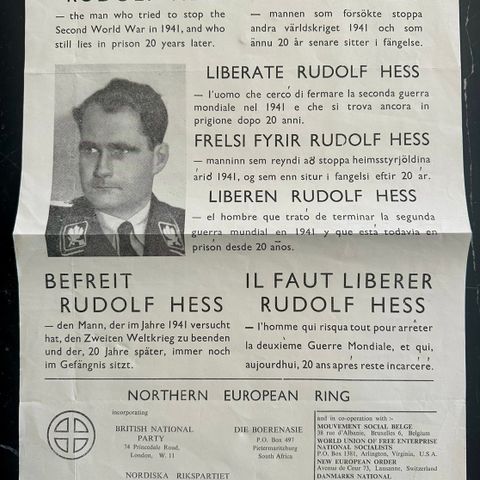 Befri Rudolf Hess Original Propaganda Plakat.