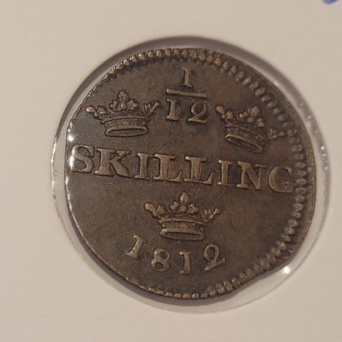 1/12 Skilling 1812, flott mynt