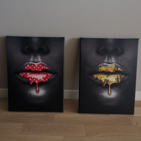 Supreme Lips canvas veggbilder 30x40 cm hver.