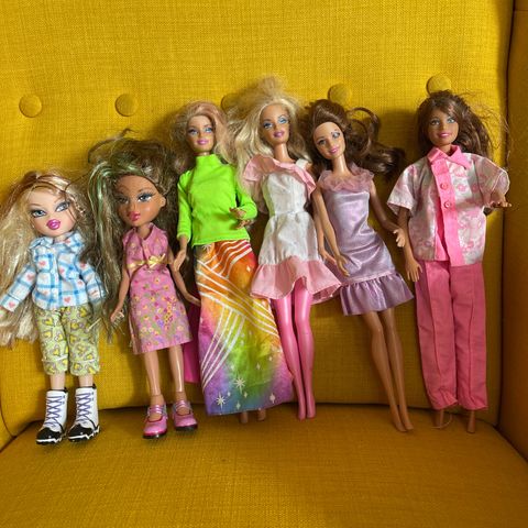 4 Barbie og 2 Bratz dukker selges samlet for 300 kr