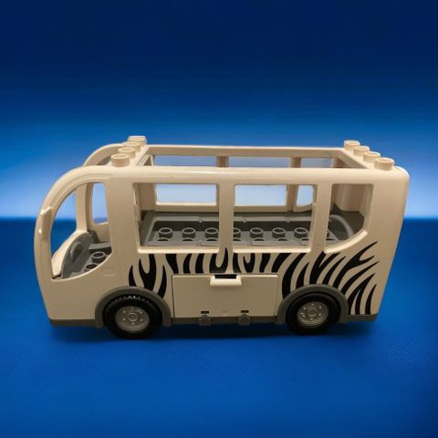 Duplo vehicle - white zebra zoo bus - luggage doors