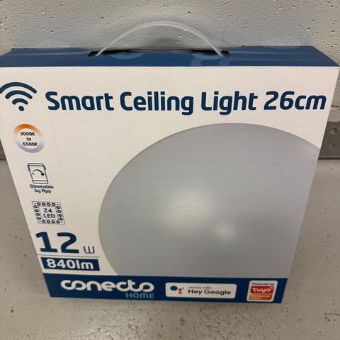 Ny taklampe (smart ceiling light) fra Conecto i esken. ø 26 cm. 12W. kr 200