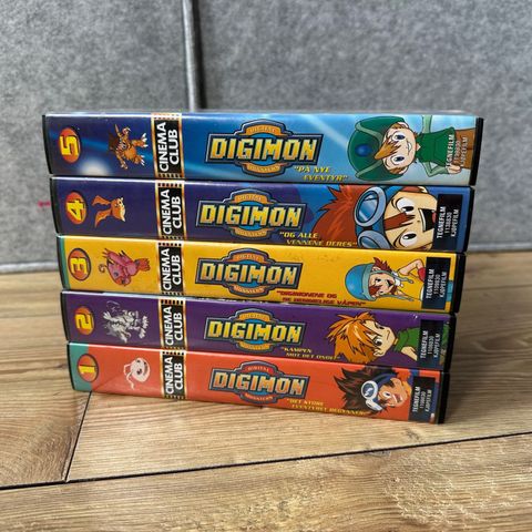 DIGIMON Vol 1 - 5 (VHS) - Norsk tale !