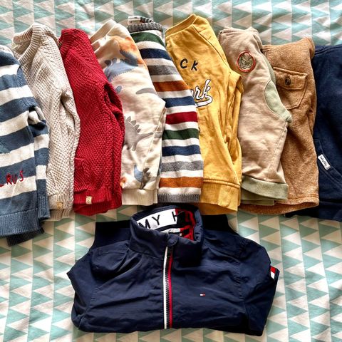 Spring/Autumn trousers & light sweaters 92-98 incl. Tommy Hilfiger jacket