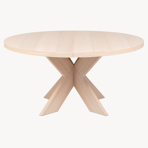 White wash Oak -Rundt Spisebord med uttrekk 150-250cm Kan utvides til 350cm