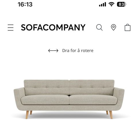 Nyrenset 3-seter sofa fra Sofacompany