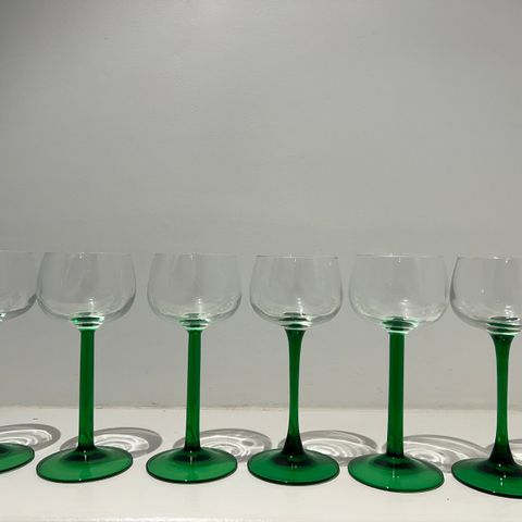 VINTAGE champagneglass  med grønn stett mrk France