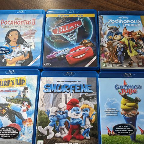 Smurfene,ZooTropolis ,Surf's Up,Gnomeo&Julie, Pocahontas 2 og Biler2