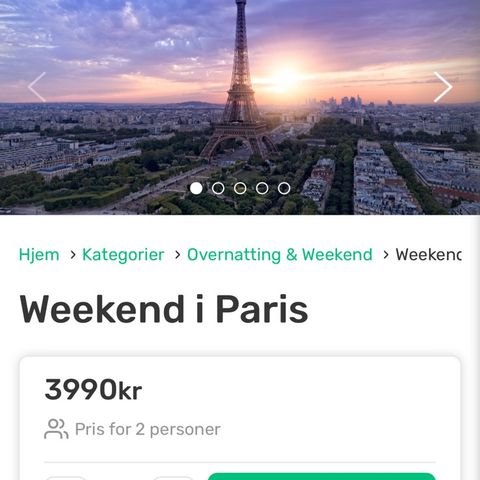 weekend tur til paris for 2 personer selges rimelig orginal pris 3990,-